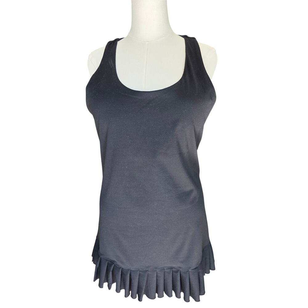 NEW Mono B Pleated Mini Dress 1XL Black Racerback Activewear Athleisure Golf